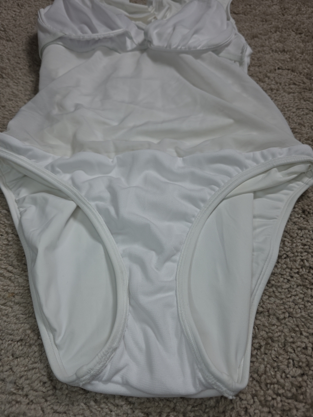 Lauren Ralph Lauren Ruffle Surplice One Piece Swimsuit - White, Size 6 - Picture 4 of 10